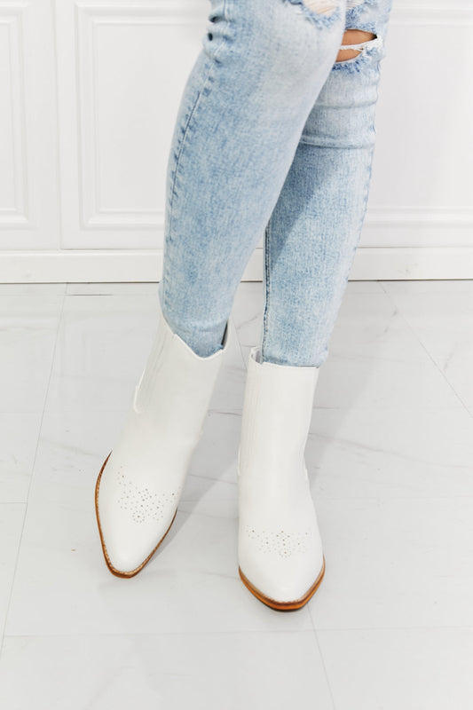 MMShoes Love the Journey Stacked Heel Chelsea Boot in White - Aurelia Clothing