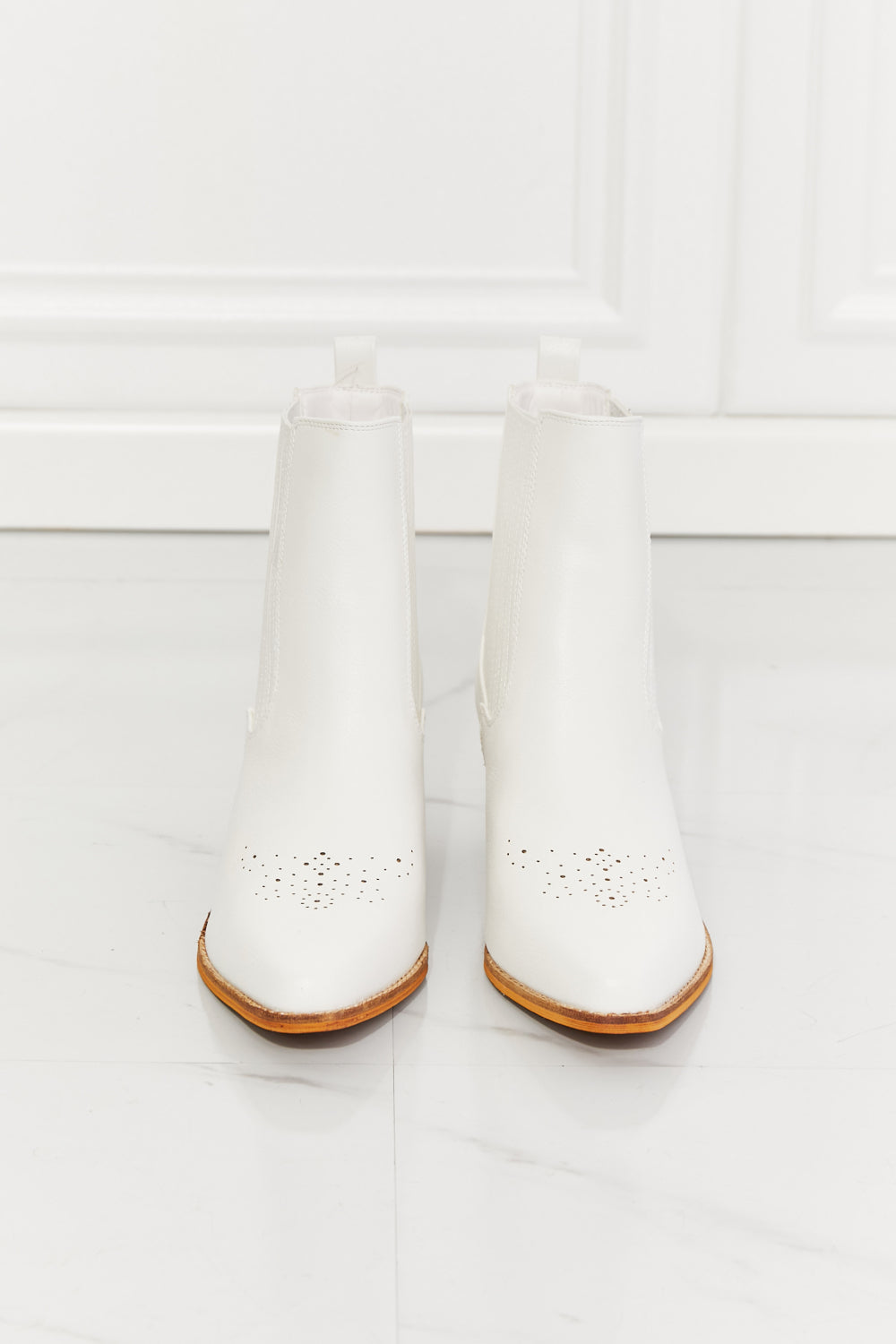 MMShoes Love the Journey Stacked Heel Chelsea Boot in White - Aurelia Clothing