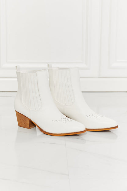 MMShoes Love the Journey Stacked Heel Chelsea Boot in White - Aurelia Clothing