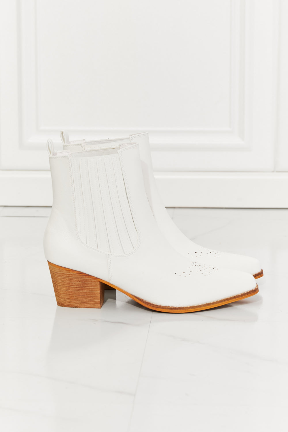 MMShoes Love the Journey Stacked Heel Chelsea Boot in White - Aurelia Clothing