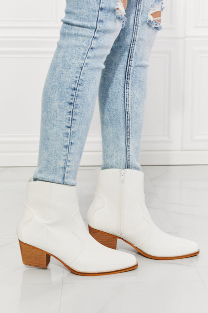 MMShoes Watertower Town Faux Leather Western Ankle Boots in White - Aurelia Clothing