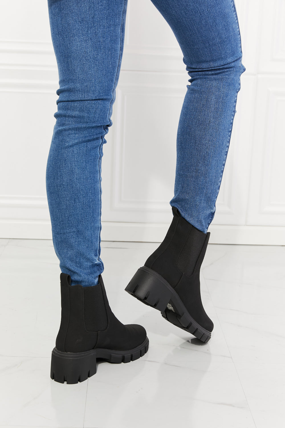 MMShoes Work For It Matte Lug Sole Chelsea Boots in Black - Aurelia Clothing