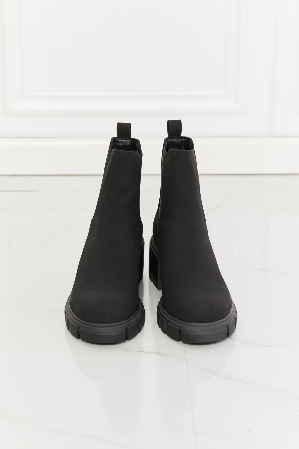 MMShoes Work For It Matte Lug Sole Chelsea Boots in Black - Aurelia Clothing