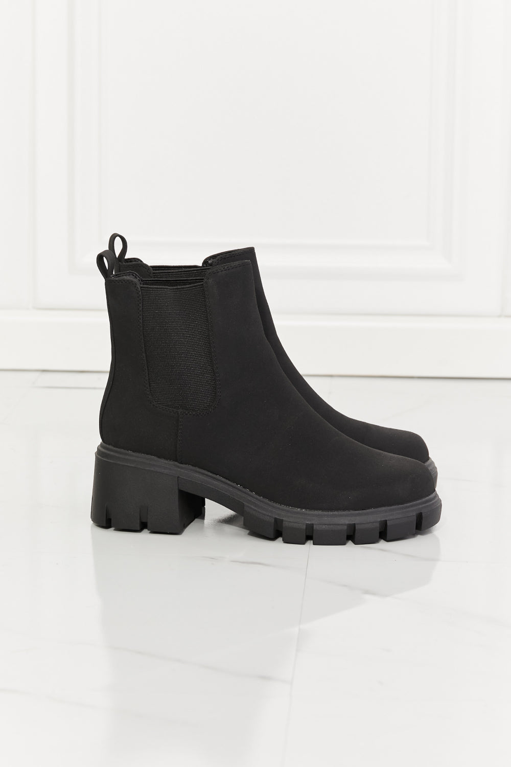 MMShoes Work For It Matte Lug Sole Chelsea Boots in Black - Aurelia Clothing