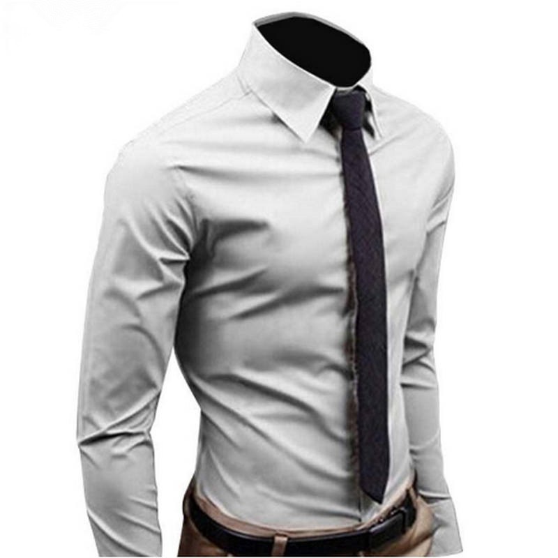 Men Shirt Long Sleeve Fashion Mens Casual Shirts Cotton Solid Color Business Slim Fit Social Camisas Masculina - Free Shipping - Aurelia Clothing