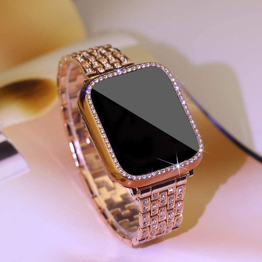 Metal Strap for Apple Watch Band 41mm 45mm 40mm 44mm Woman Diamond Stainless Steel Link Bracelet iWatch 8 7 6 SE 5 3 Accessories - Free Shipping - Aurelia Clothing