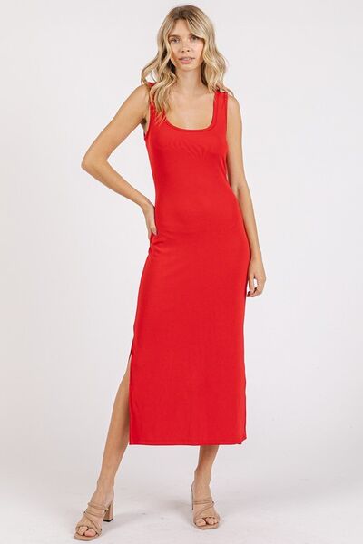 Mittoshop Side Slit Wide Strap Midi Tank Dress - Aurelia Clothing