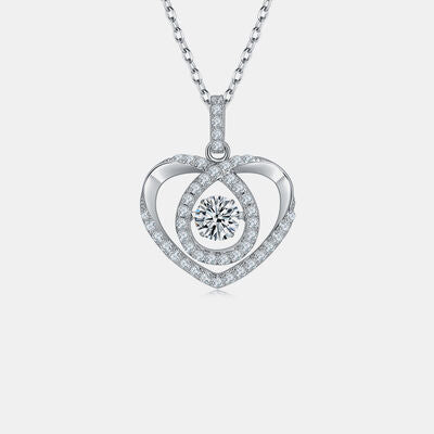 Moissanite 925 Sterling Silver Heart Shape Necklace - Aurelia Clothing