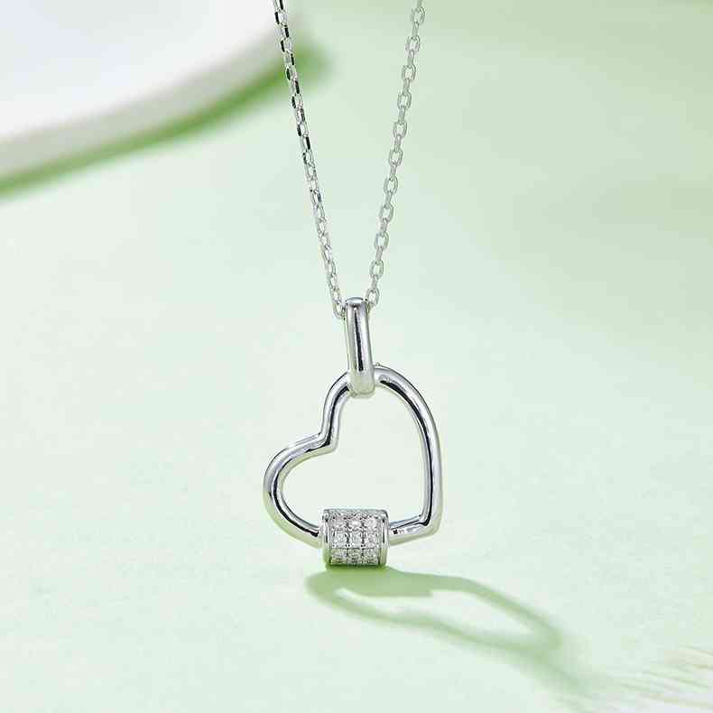 Moissanite 925 Sterling Silver Heart Shape Necklace - Aurelia Clothing