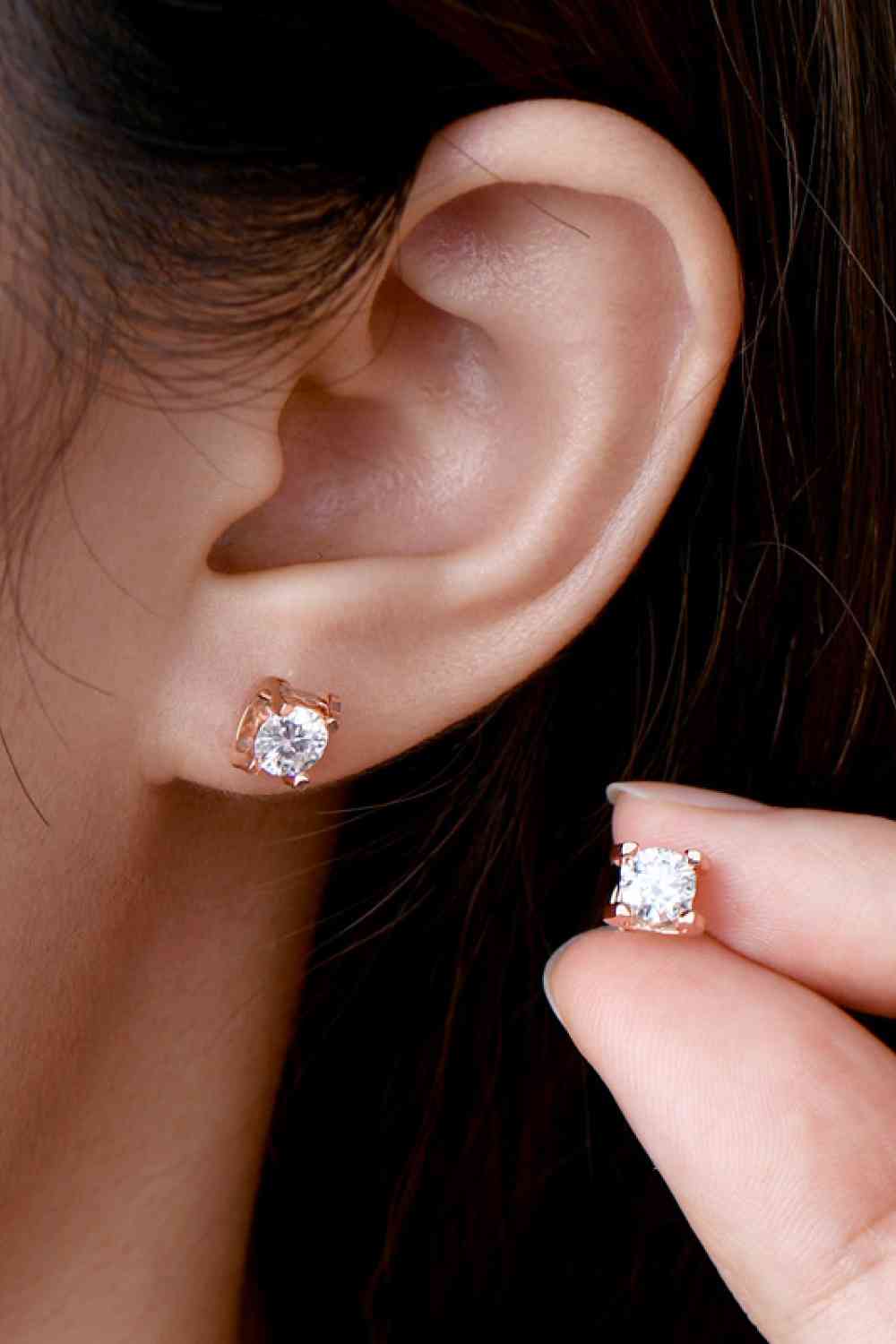 Moissanite 925 Sterling Silver Stud Earrings - Aurelia Clothing