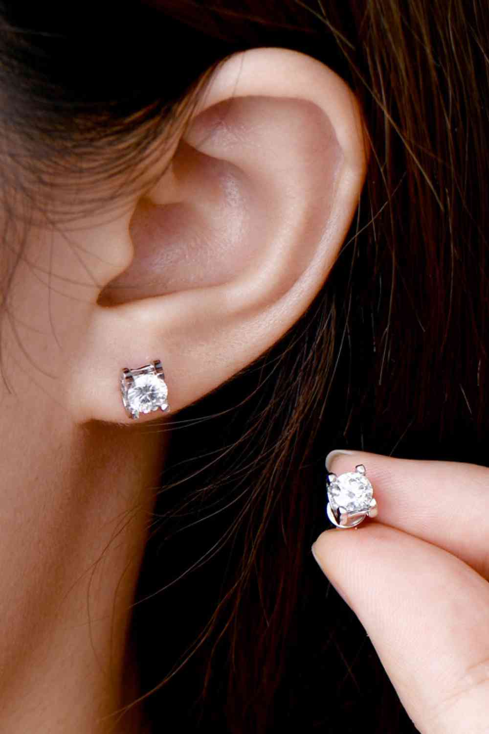 Moissanite 925 Sterling Silver Stud Earrings - Aurelia Clothing