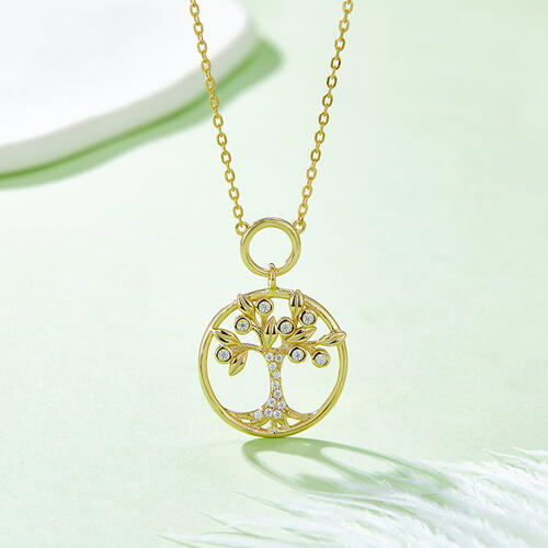 Moissanite 925 Sterling Silver Tree Of Life Pendant Necklace - Aurelia Clothing