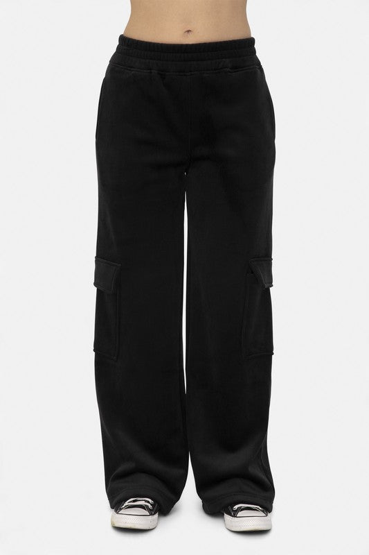 Mono B Elastic Waist Corduroy Cargo Pants - Aurelia Clothing