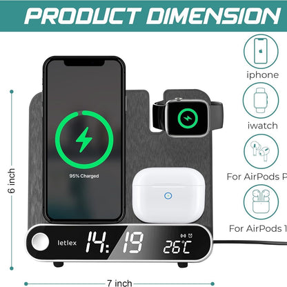 Multi functional clock wireless charging watch earphone wireless charging thermometer wireless charging 15W wireless charging - Free Shipping - Aurelia Clothing