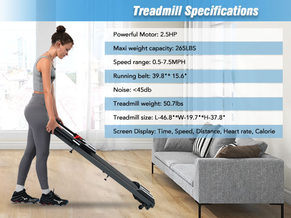 NEW Folding Treadmills Walking Pad Treadmill for Home Office -2.5HP Walking Treadmill With Incline Bluetooth Speaker - Free Shipping - Aurelia Clothing