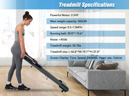 NEW Folding Treadmills Walking Pad Treadmill for Home Office -2.5HP Walking Treadmill With Incline Bluetooth Speaker - Free Shipping - Aurelia Clothing