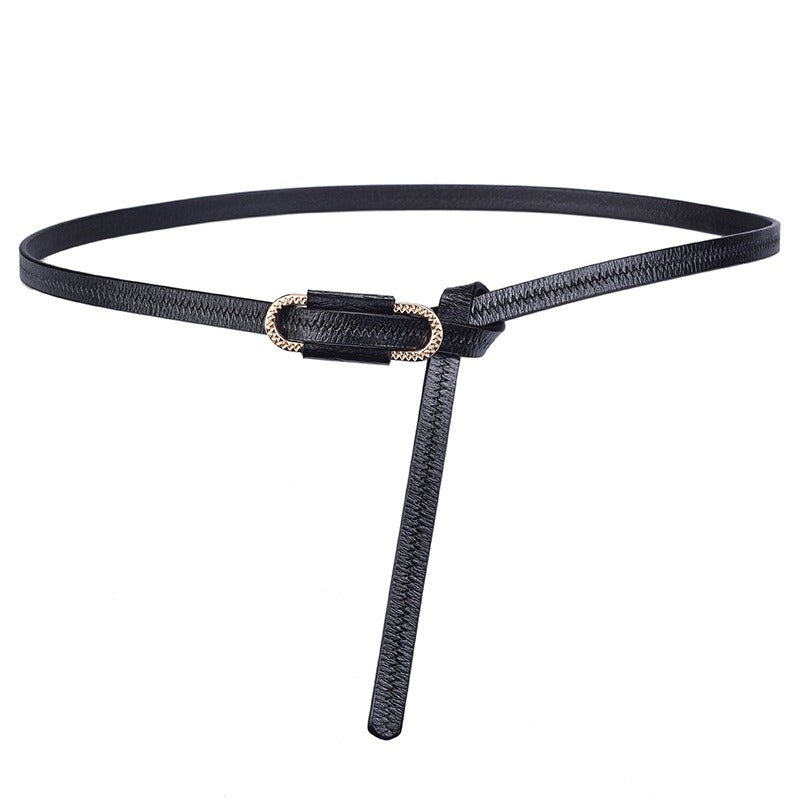 New Ladies Knotted Leather Thin Belt Cowhide Women Fashion Decorative Thin Belt Korean Sweet Dress Matching - Free Shipping - Aurelia Clothing