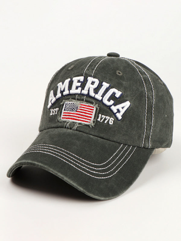 New denim embroidered old baseball cap American flag letter embroidered peaked cap - Free Shipping - Aurelia Clothing