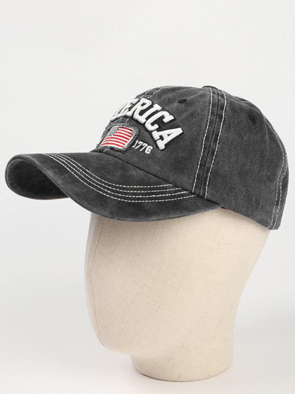 New denim embroidered old baseball cap American flag letter embroidered peaked cap - Free Shipping - Aurelia Clothing