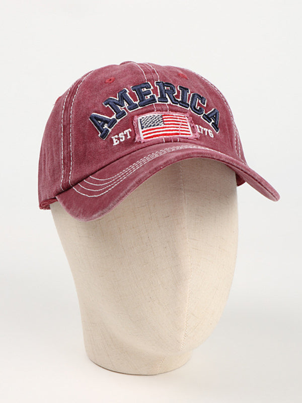 New denim embroidered old baseball cap American flag letter embroidered peaked cap - Free Shipping - Aurelia Clothing