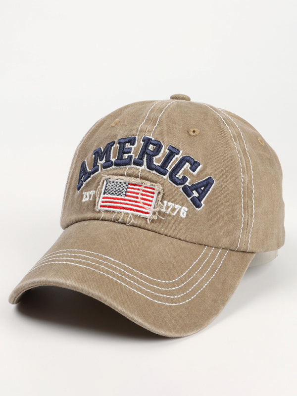 New denim embroidered old baseball cap American flag letter embroidered peaked cap - Free Shipping - Aurelia Clothing