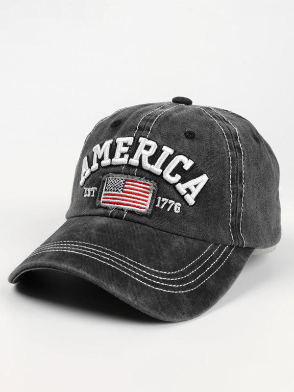 New denim embroidered old baseball cap American flag letter embroidered peaked cap - Free Shipping - Aurelia Clothing