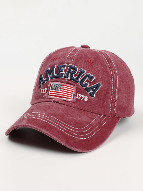 New denim embroidered old baseball cap American flag letter embroidered peaked cap - Free Shipping - Aurelia Clothing