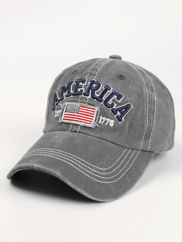 New denim embroidered old baseball cap American flag letter embroidered peaked cap - Free Shipping - Aurelia Clothing