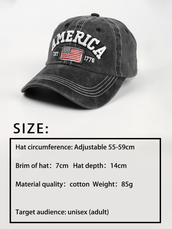 New denim embroidered old baseball cap American flag letter embroidered peaked cap - Free Shipping - Aurelia Clothing