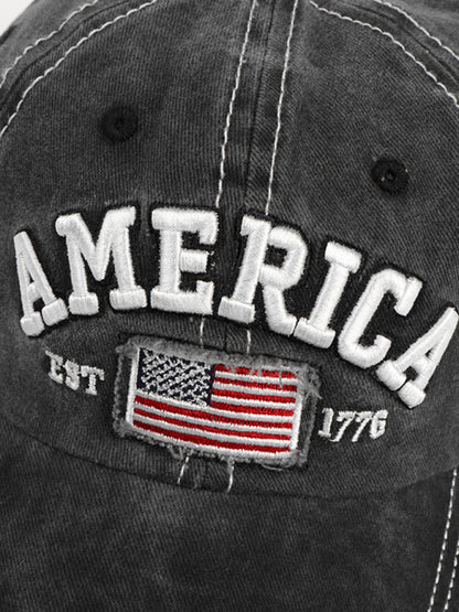 New denim embroidered old baseball cap American flag letter embroidered peaked cap - Free Shipping - Aurelia Clothing