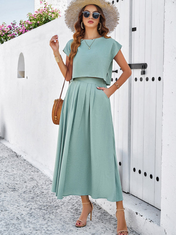 New spring and summer casual sleeveless top and long skirt suit - Free Shipping - Aurelia Clothing