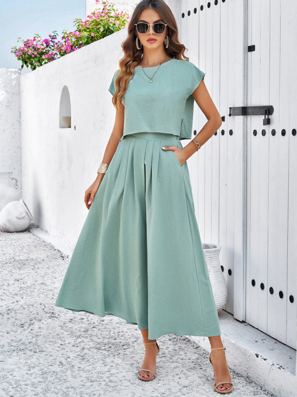 New spring and summer casual sleeveless top and long skirt suit - Free Shipping - Aurelia Clothing