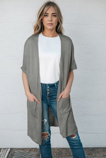 Open Front Sweater Cardigan with Pockets - Aurelia Clothing