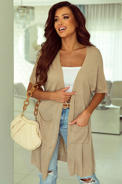 Open Front Sweater Cardigan with Pockets - Aurelia Clothing