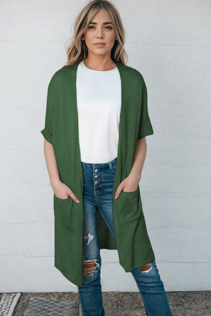 Open Front Sweater Cardigan with Pockets - Aurelia Clothing