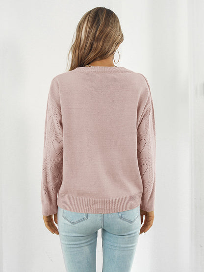 Openwork V-Neck Sweater - Aurelia Clothing