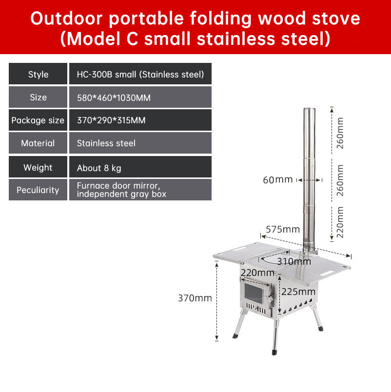 Outdoor Courtyard Firewood Stove Carbon Steel Portable Foldable Wood Camping Stove For Outdoor Tents - Free Shipping - Aurelia Clothing