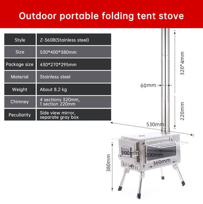 Outdoor Courtyard Firewood Stove Carbon Steel Portable Foldable Wood Camping Stove For Outdoor Tents - Free Shipping - Aurelia Clothing