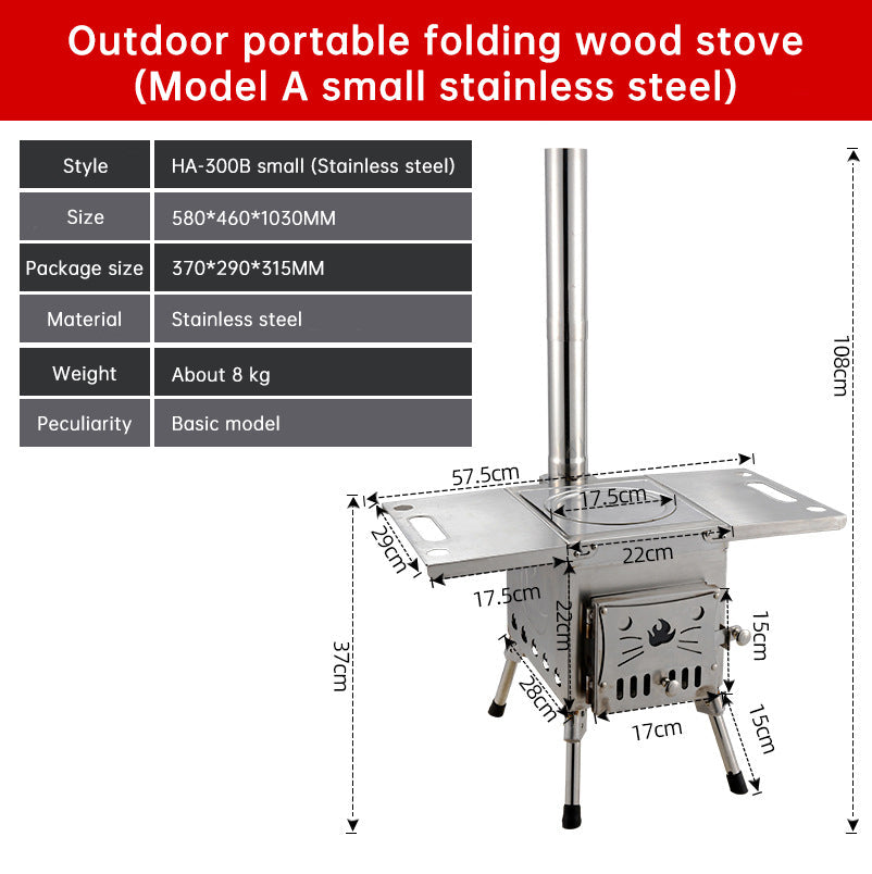 Outdoor Courtyard Firewood Stove Carbon Steel Portable Foldable Wood Camping Stove For Outdoor Tents - Free Shipping - Aurelia Clothing