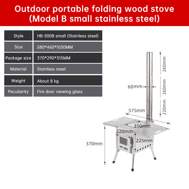 Outdoor Courtyard Firewood Stove Carbon Steel Portable Foldable Wood Camping Stove For Outdoor Tents - Free Shipping - Aurelia Clothing