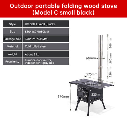 Outdoor Courtyard Firewood Stove Carbon Steel Portable Foldable Wood Camping Stove For Outdoor Tents - Free Shipping - Aurelia Clothing