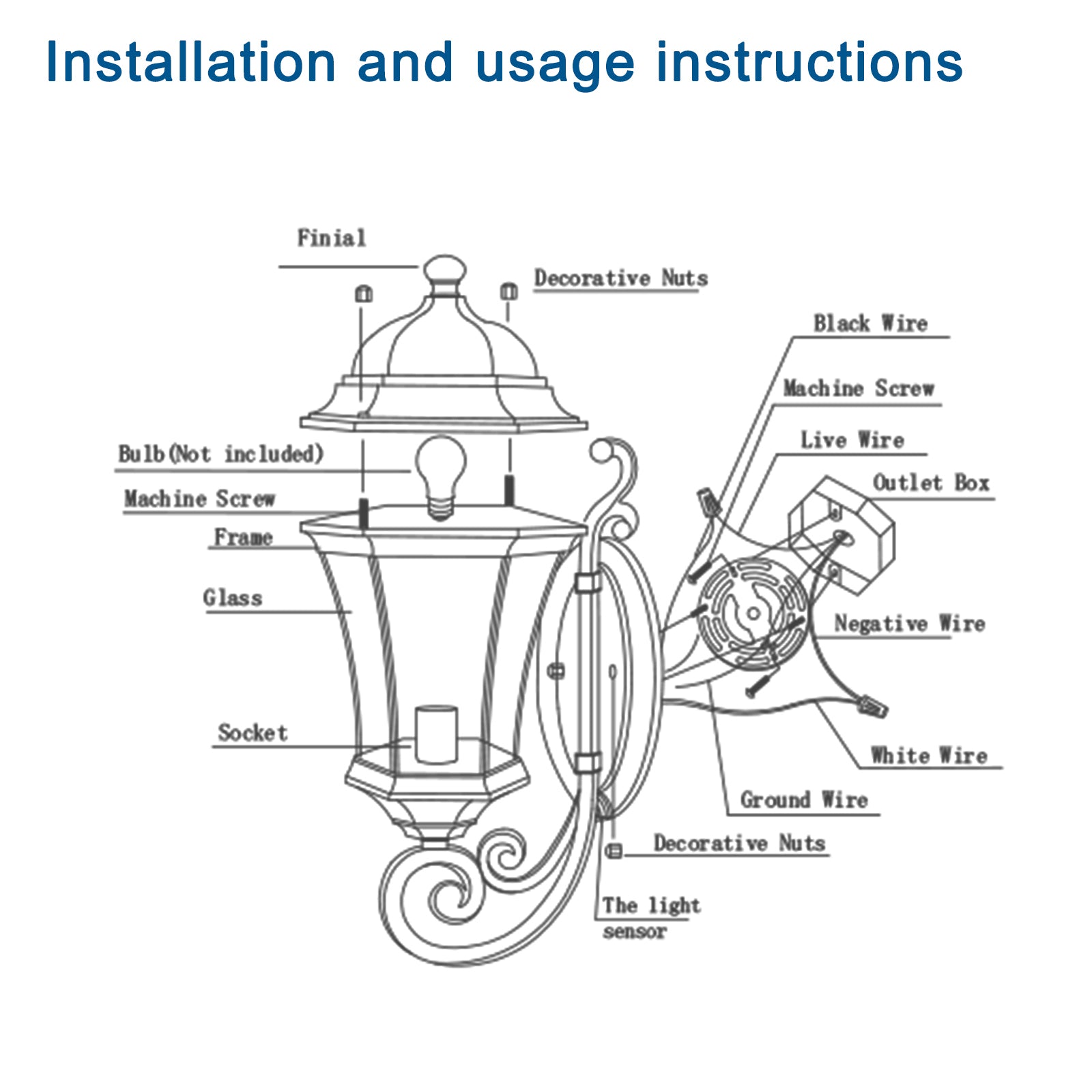 Outdoor Waterproof Glass Retro Wall Lamp with light sense - Free Shipping - Aurelia Clothing