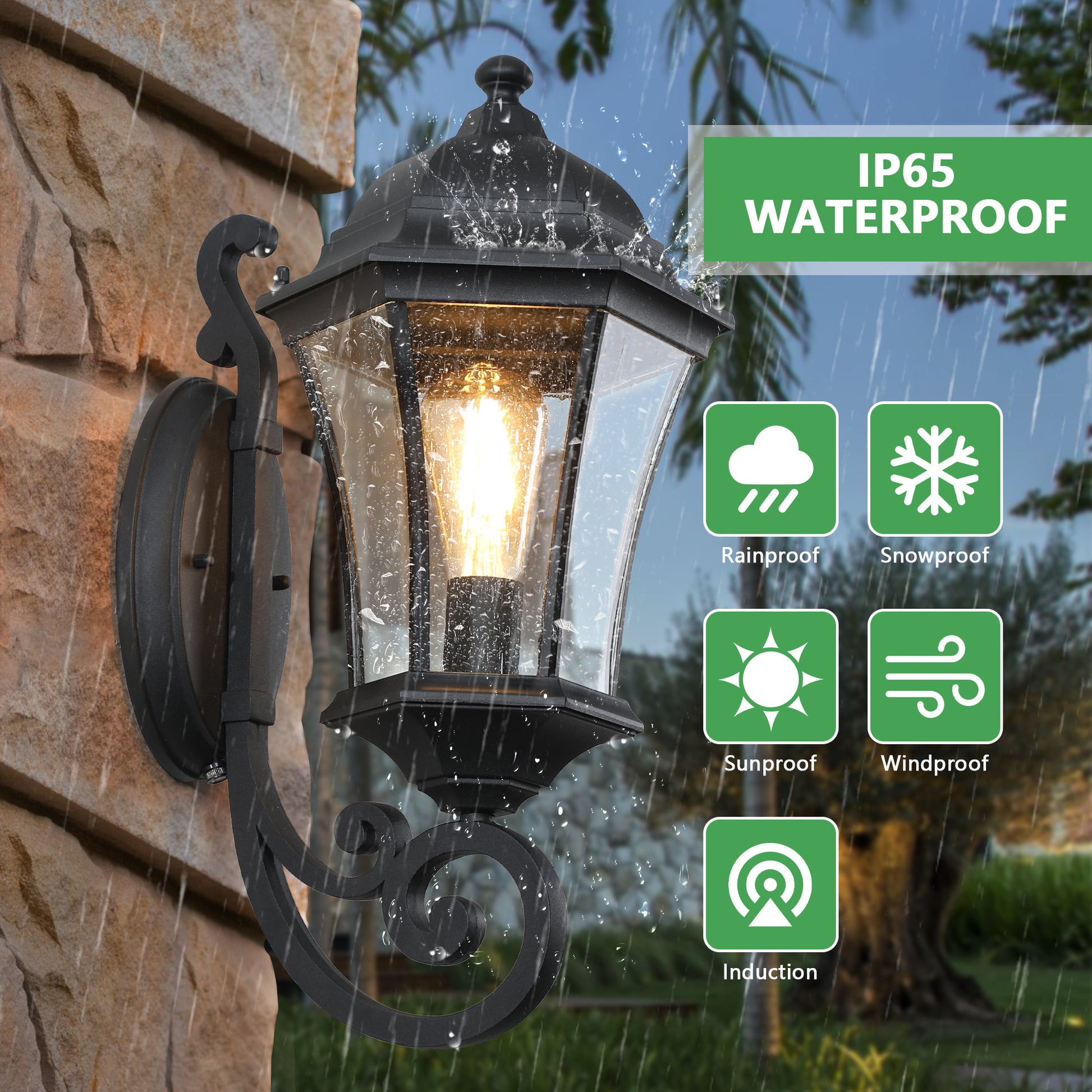 Outdoor Waterproof Glass Retro Wall Lamp with light sense - Free Shipping - Aurelia Clothing