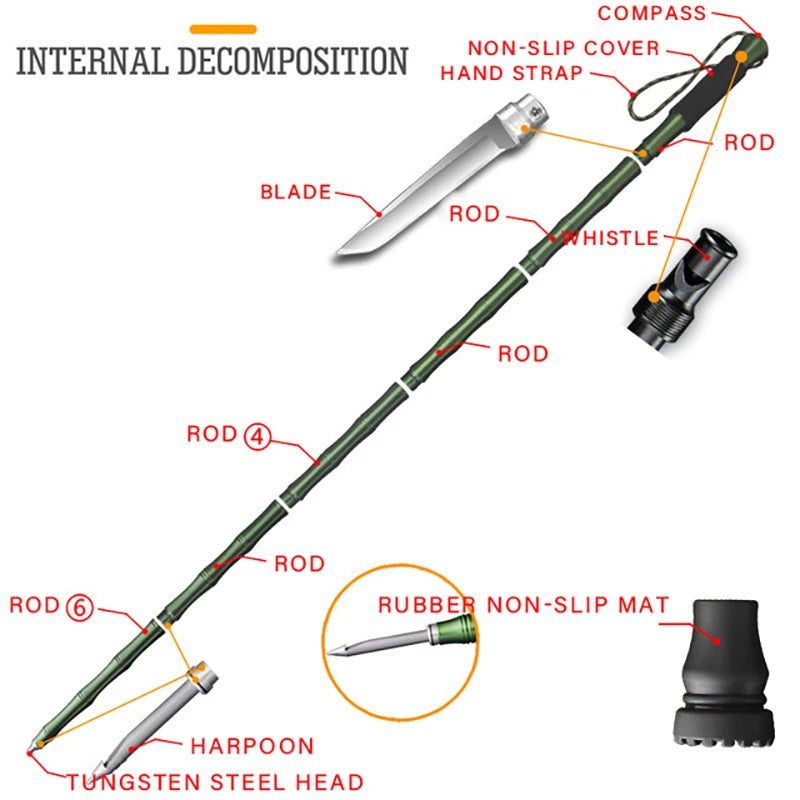 Outdoor defense Tactical stick Alpenstock Hiking Camping equipment Multifunctional folding tools Walking Sticks - Free Shipping - Aurelia Clothing