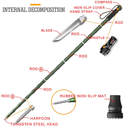 Outdoor defense Tactical stick Alpenstock Hiking Camping equipment Multifunctional folding tools Walking Sticks - Free Shipping - Aurelia Clothing