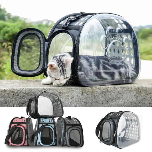 Pet Cat Carrier Bag Foldable Transparent Cage Portable Travel Breathable Cat Transport Bag Basket Backpack Handbag Pet Supplies - Free Shipping - Aurelia Clothing