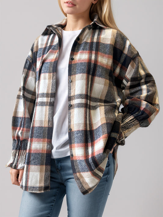 Plaid Button Up Long Sleeve Shirt - Aurelia Clothing