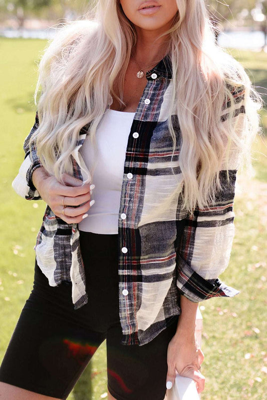 Plaid Button Up Long Sleeve Shirt - Free Shipping - Aurelia Clothing