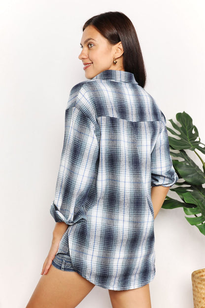 Plaid Dropped Shoulder Shirt - Aurelia Clothing