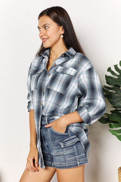 Plaid Dropped Shoulder Shirt - Aurelia Clothing